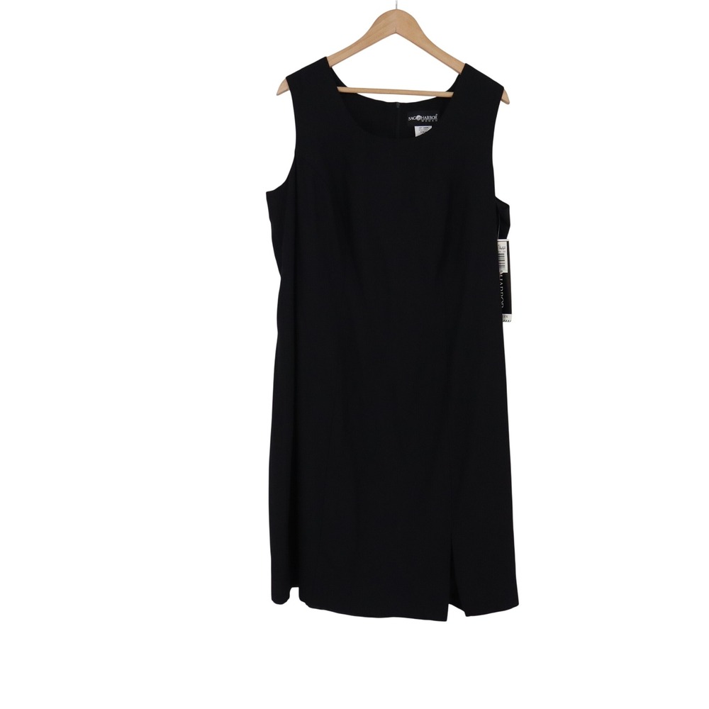 Sag Harbor Woman Dress Womens 18W Black Sleeveless Sheath Front Slit NEW